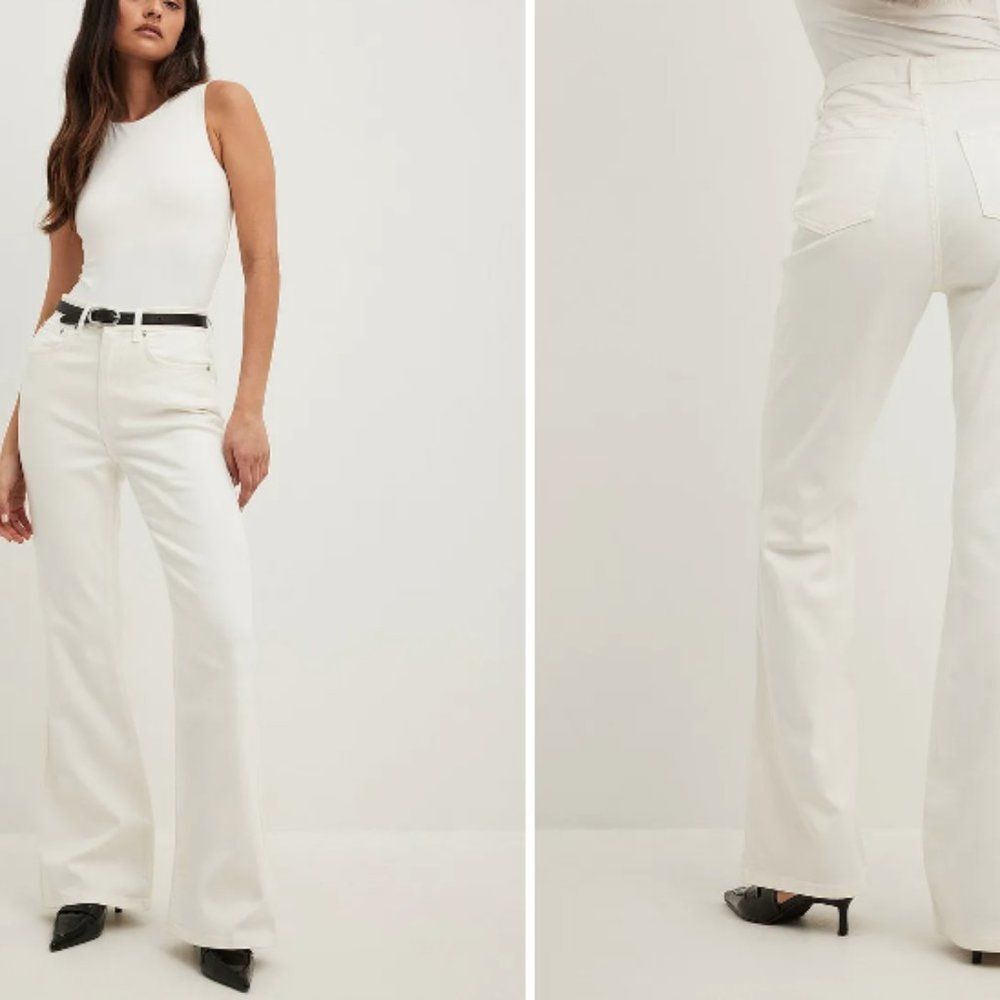 Nked Naked White Flare Pants size 34